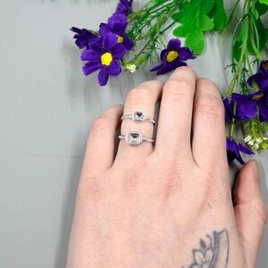 Sterling Silver Plated Clear Crystal Stacking Ring Set